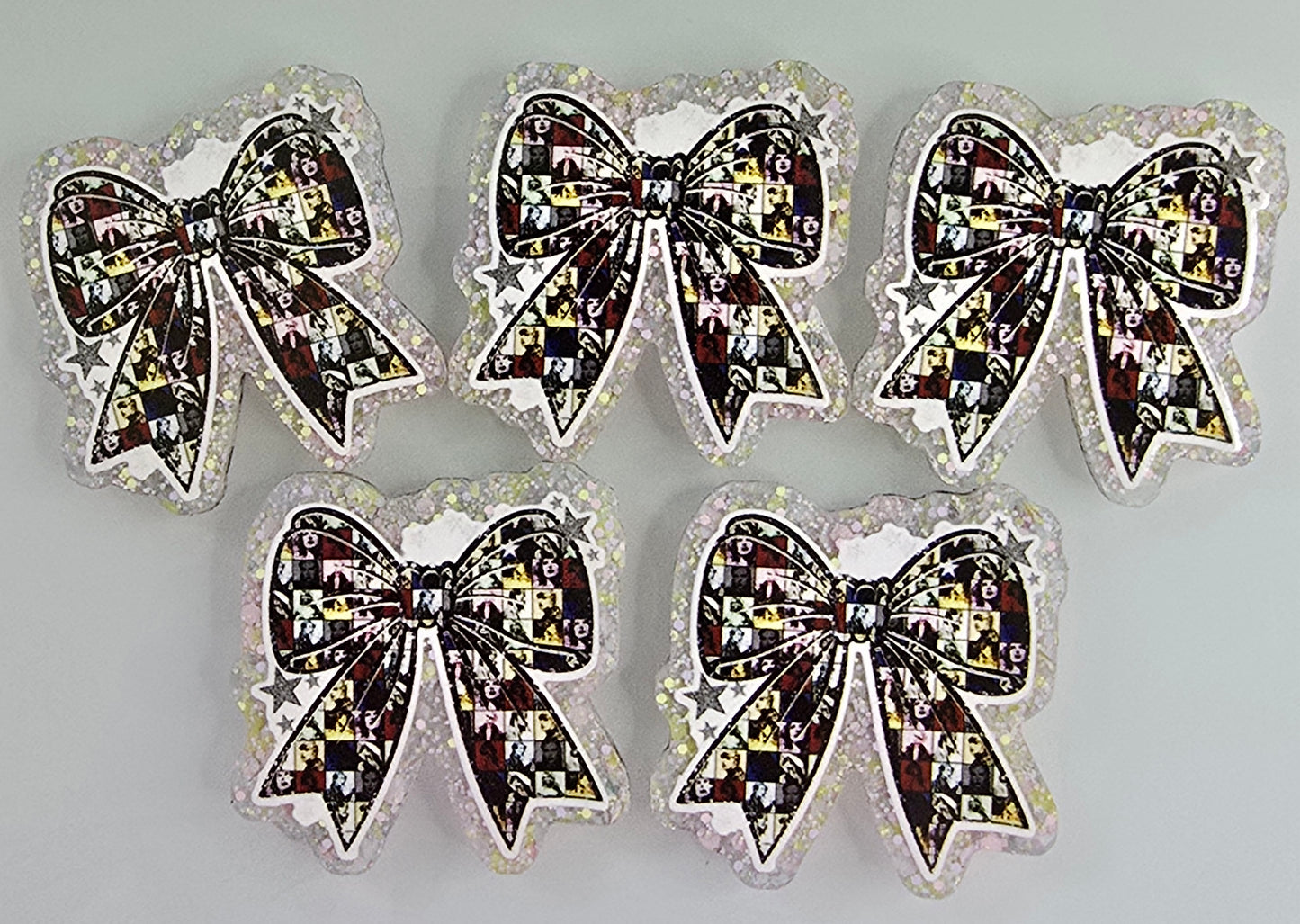 Acrylic Glitter Flatbacks-TS Bow
