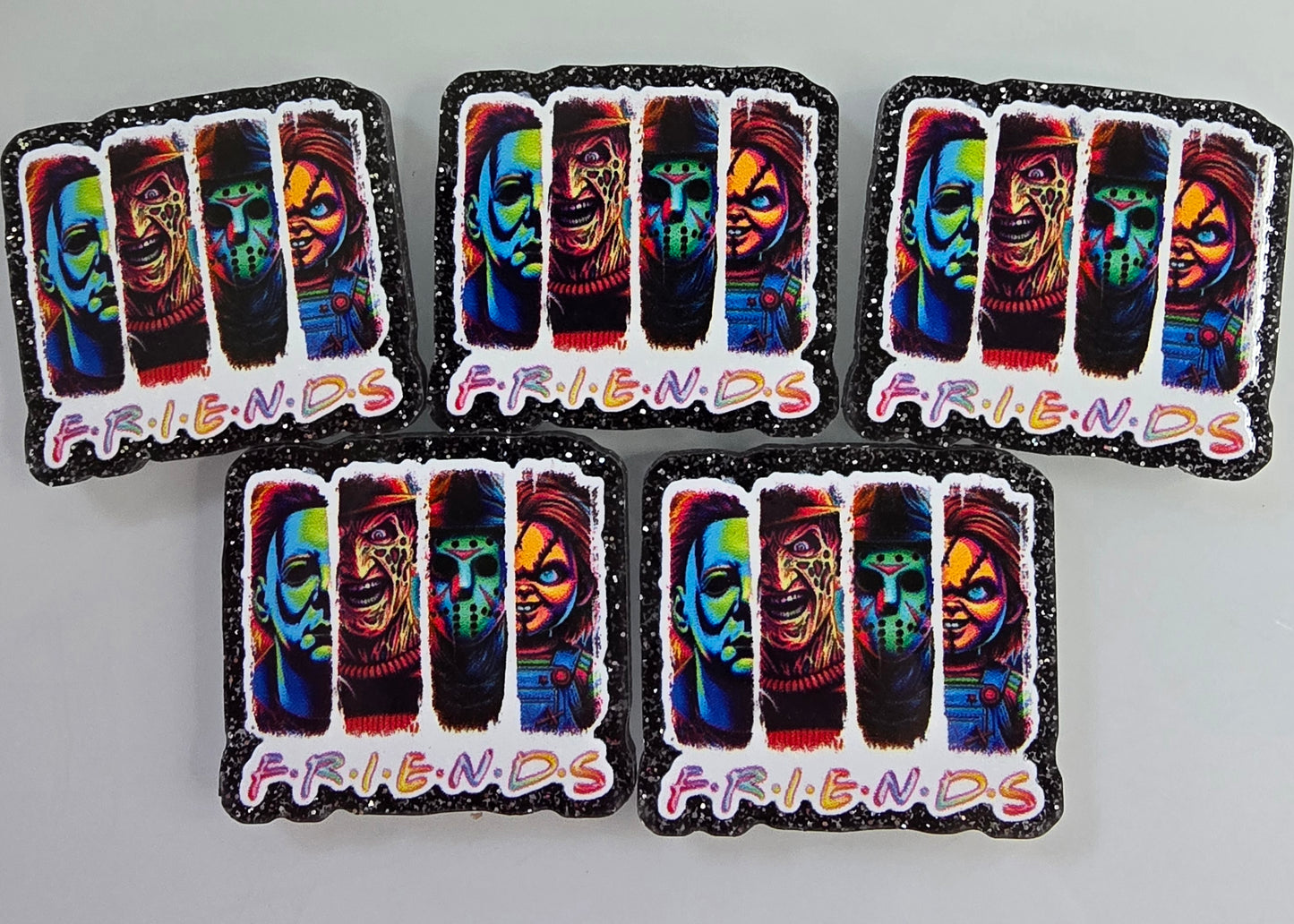Acrylic Glitter Flatbacks-Friends