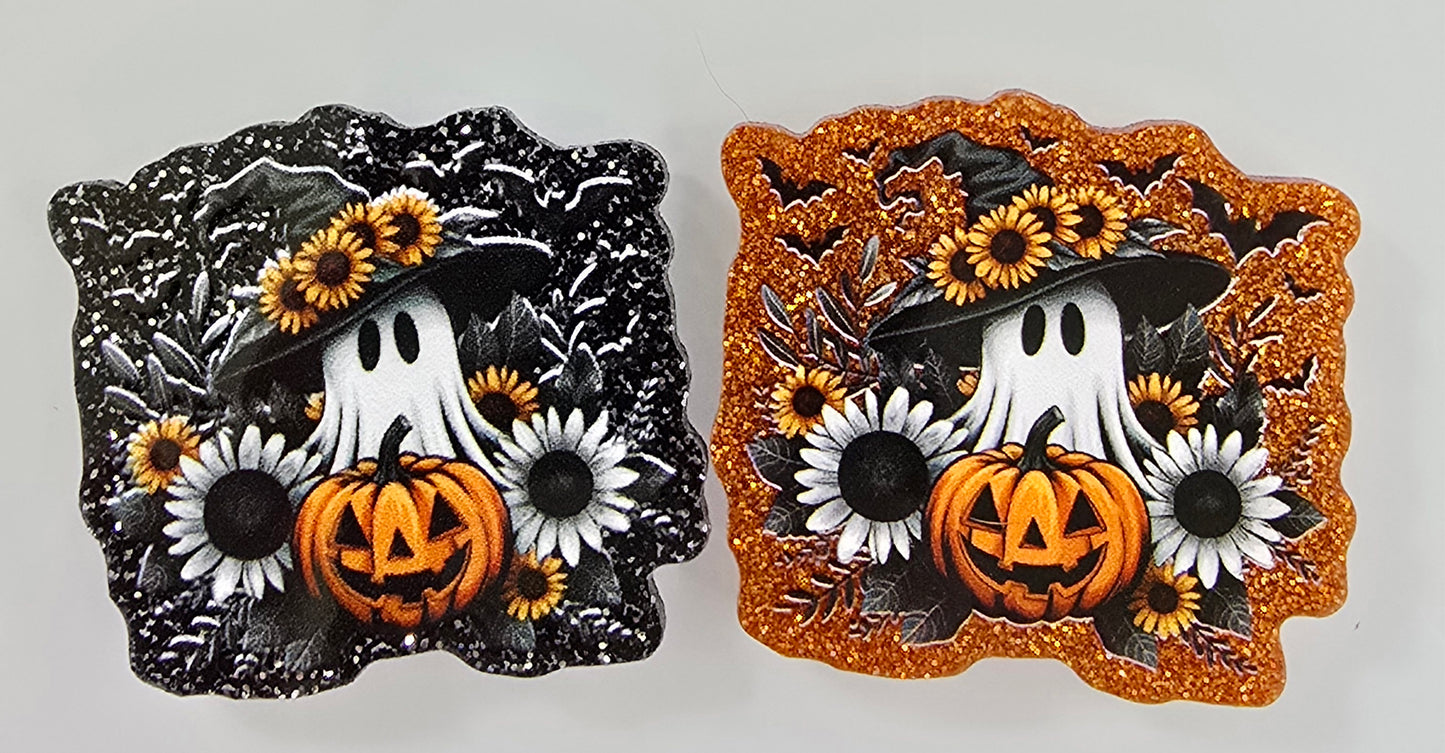 Acrylic Glitter Flatbacks-Sunflower Ghosty (Orange)