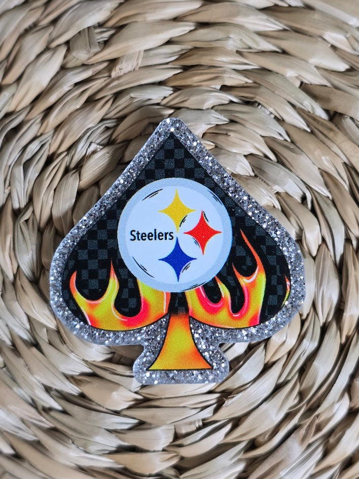 Acrylic Glitter Flatbacks - Steelers Spade