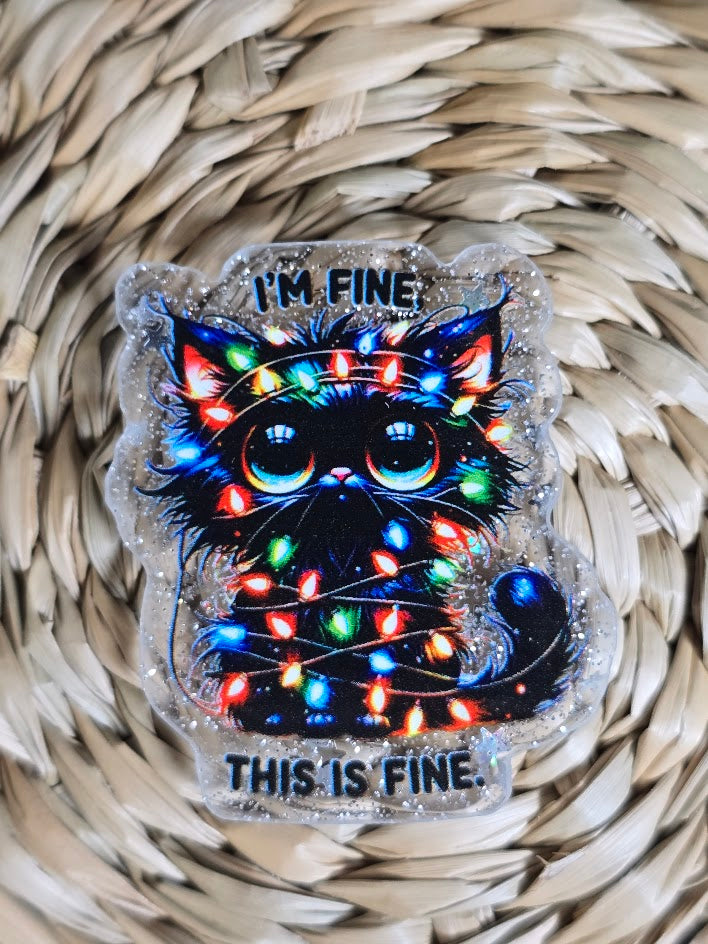 Acrylic Glitter Flatbacks - I'm Fine This Is Fine