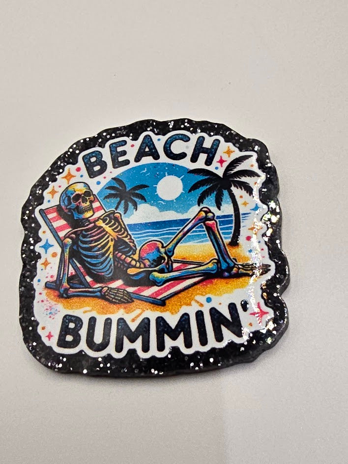 Acrylic Glitter Flatbacks- Beach Bummin