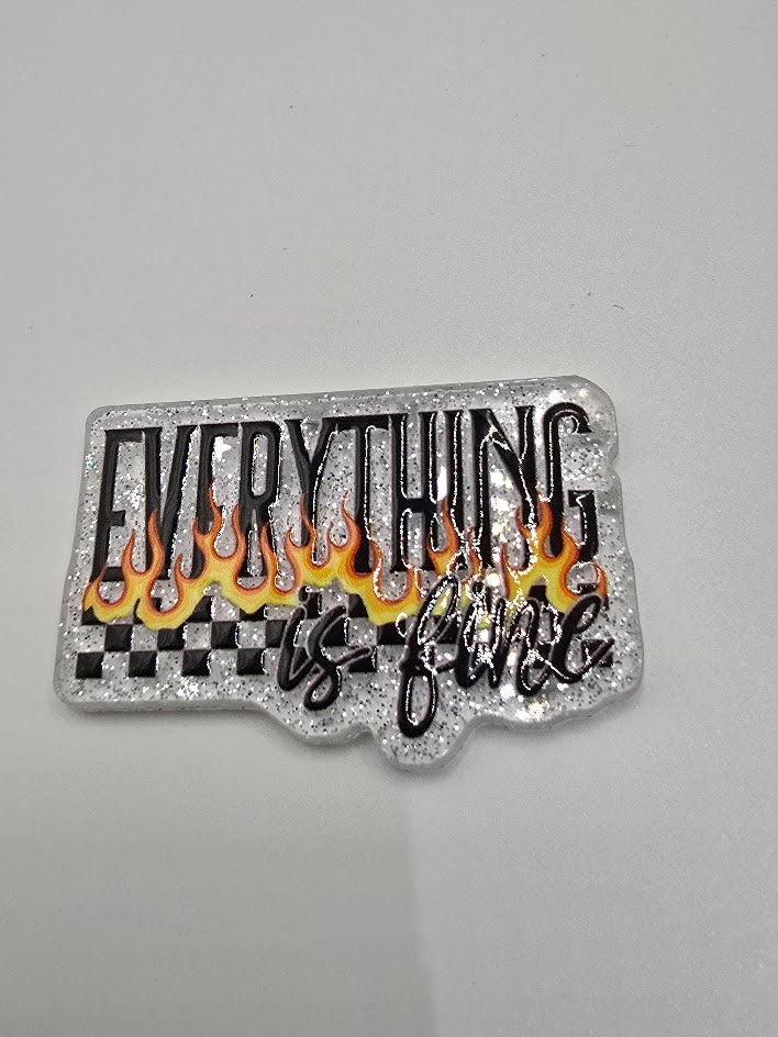 Acrylic Glitter Flatbacks- Everything is Fine
