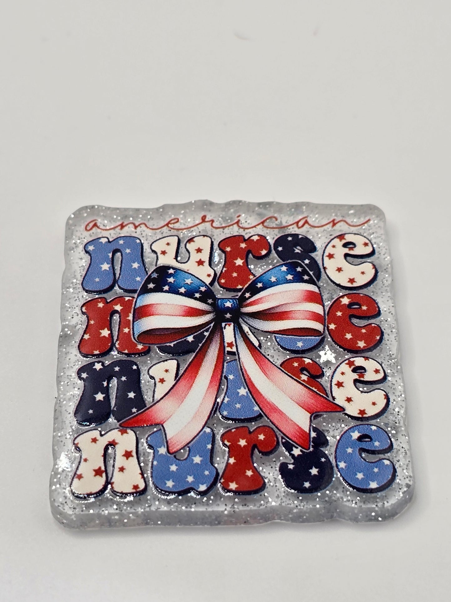 Acrylic Glitter Flatback-American Nurse