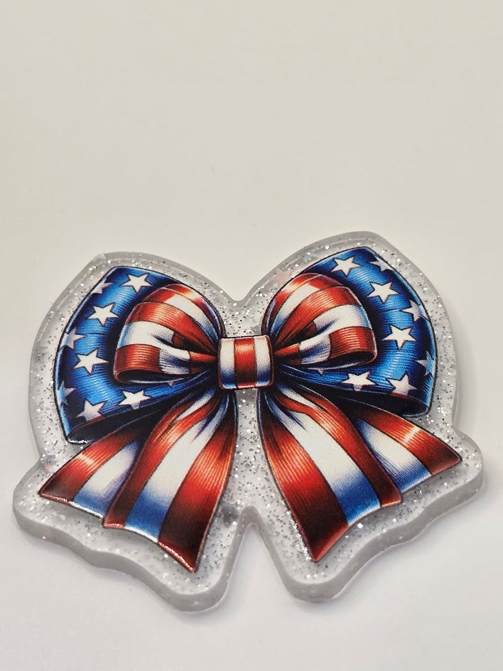 Acrylic Glitter Flatback- American Bowtie