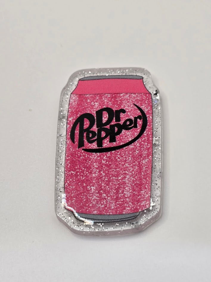 Acrylic Glitter Flatback -Pink Dr Pepper