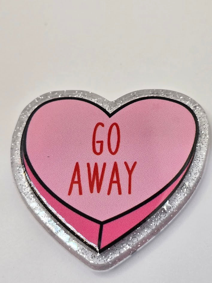 Acrylic Glitter Flatback - Go Away