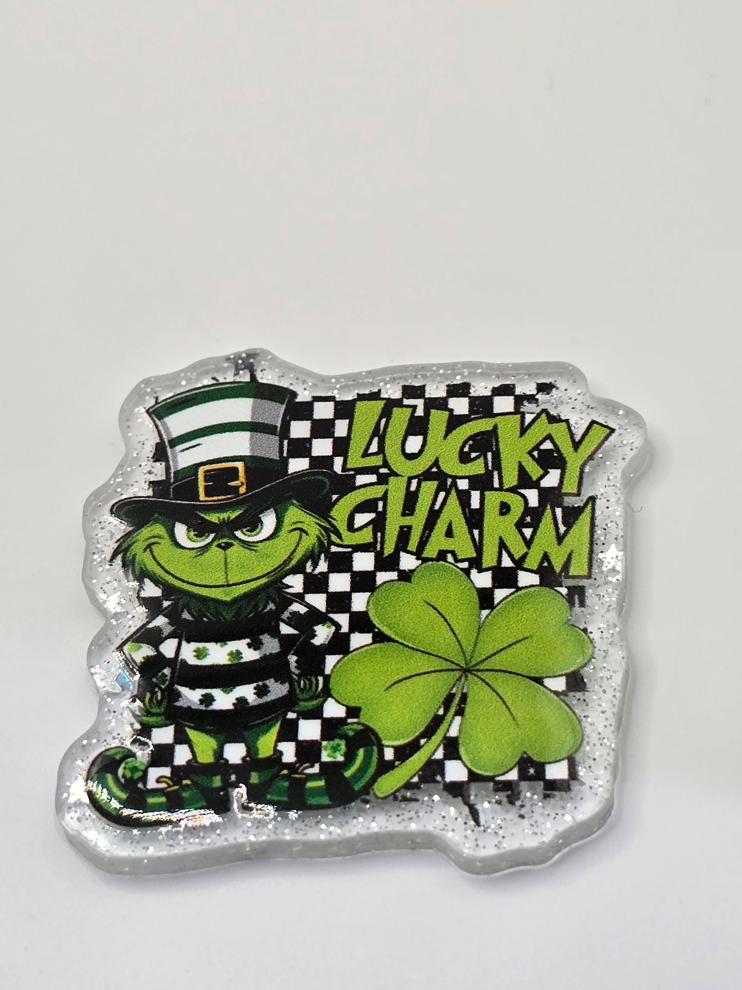 Acrylic Glitter Flatback - Mr. Moody Lucky Charm