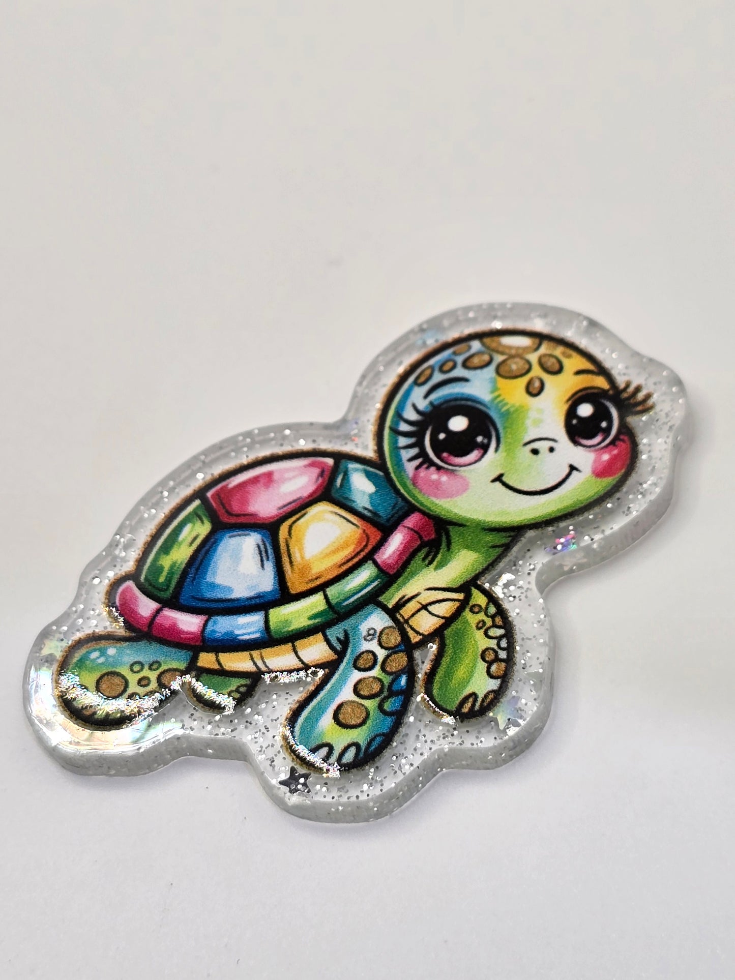 Acrylic Glitter Flatback -Sea Turtle