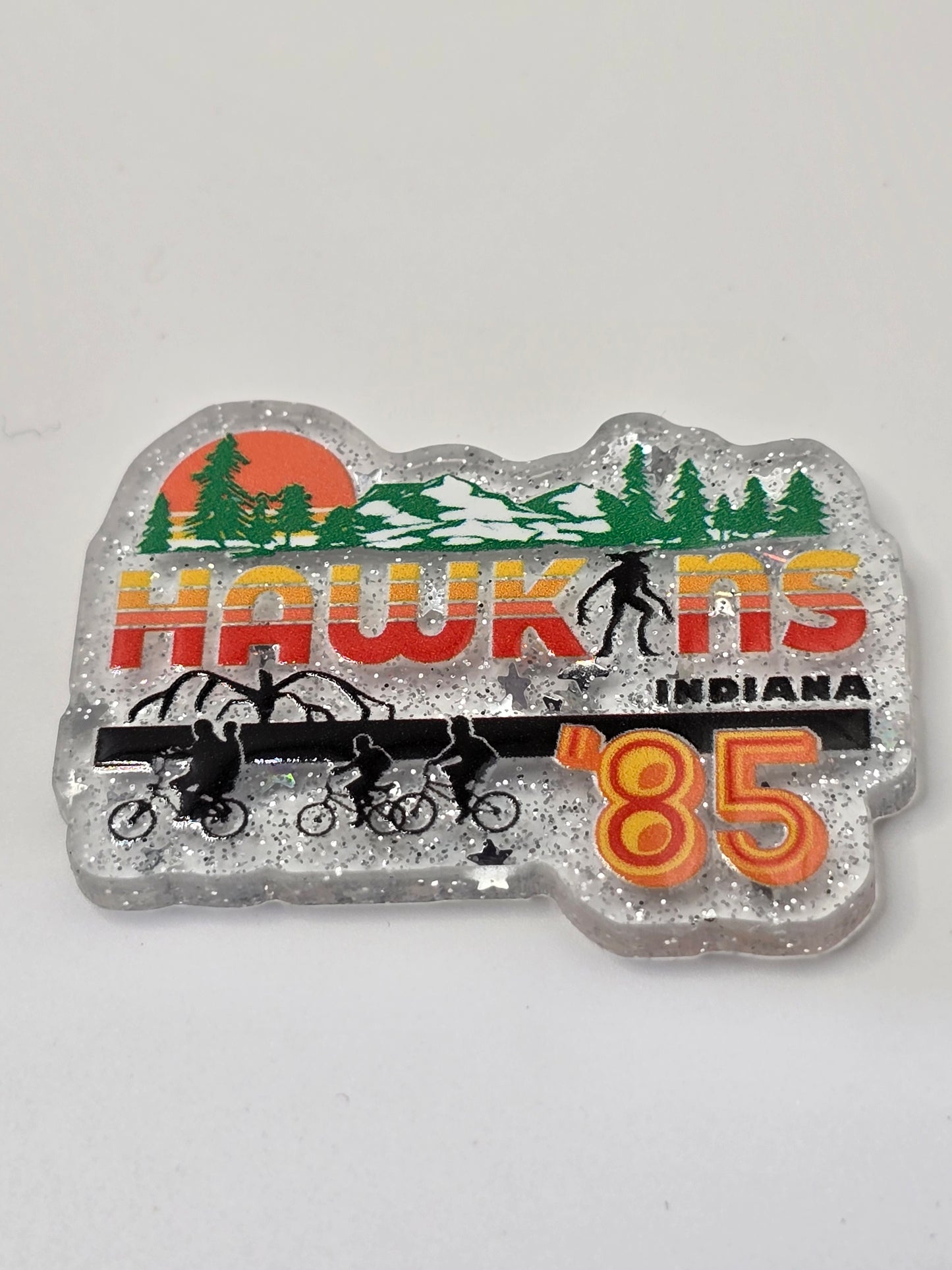 Acrylic Glitter Flatback -Hawkins '85
