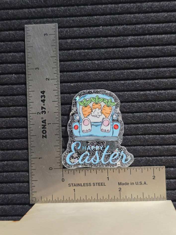 Acrylic Glitter Flatback- Happy Easter