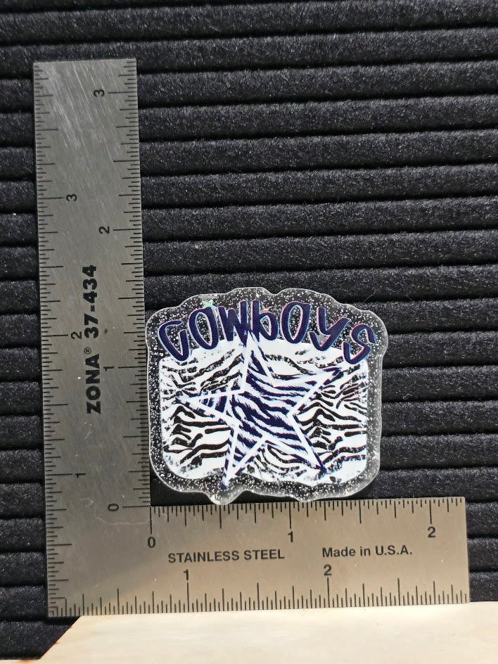Acrylic Glitter Flatback- Cowboys Tiger Stripe