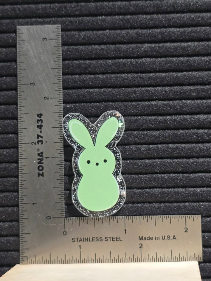 Acrylic Glitter Flatback- Green Peep