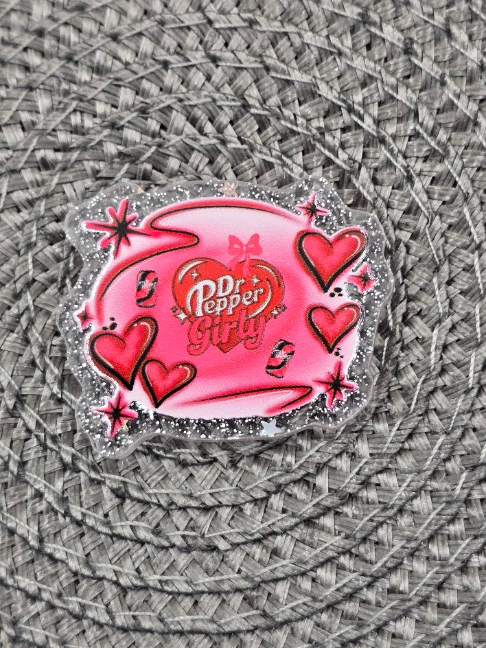 Acrylic Glitter Flatbacks - Dr Pepper Girly
