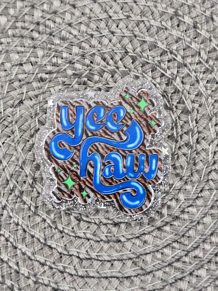 Acrylic Glitter Flatbacks - Yee Haw