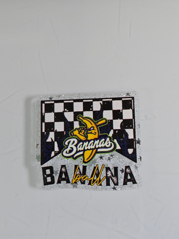 Acrylic Glitter Flatbacks - Banana Ball