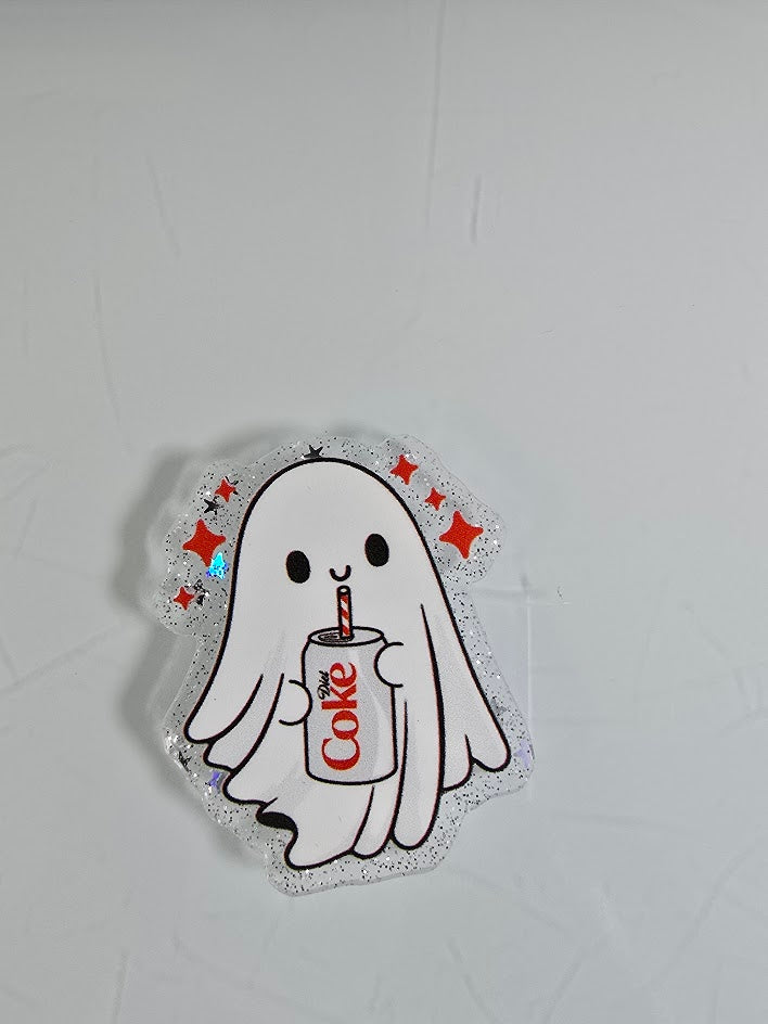 Acrylic Glitter Flatbacks - Diet Coke Ghost
