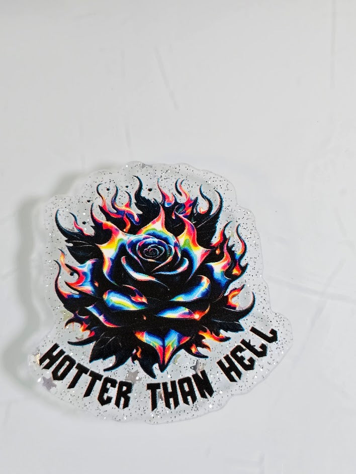 Acrylic Glitter Flatbacks - Hotter Than Hell