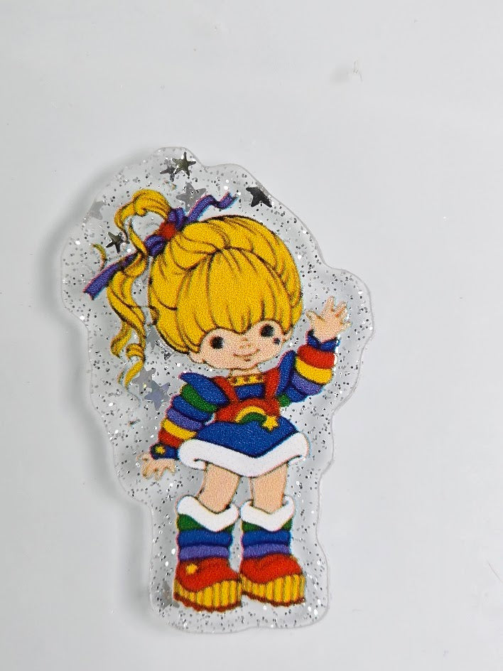 Acrylic Glitter Flatbacks - Rainbow Brite