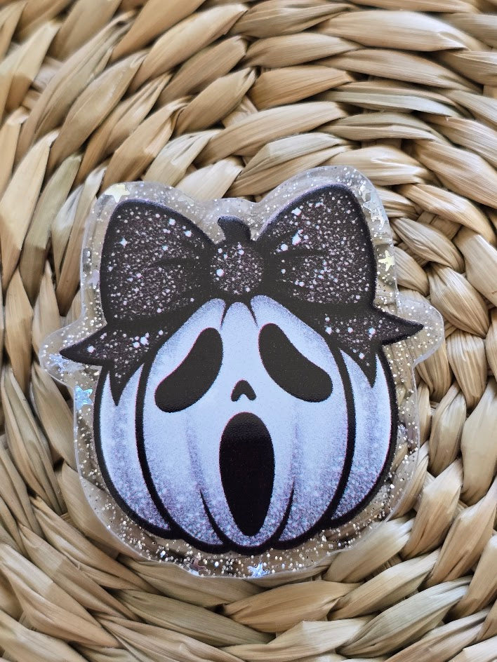 Acrylic Glitter Flatbacks - Ghostface Pumpkin