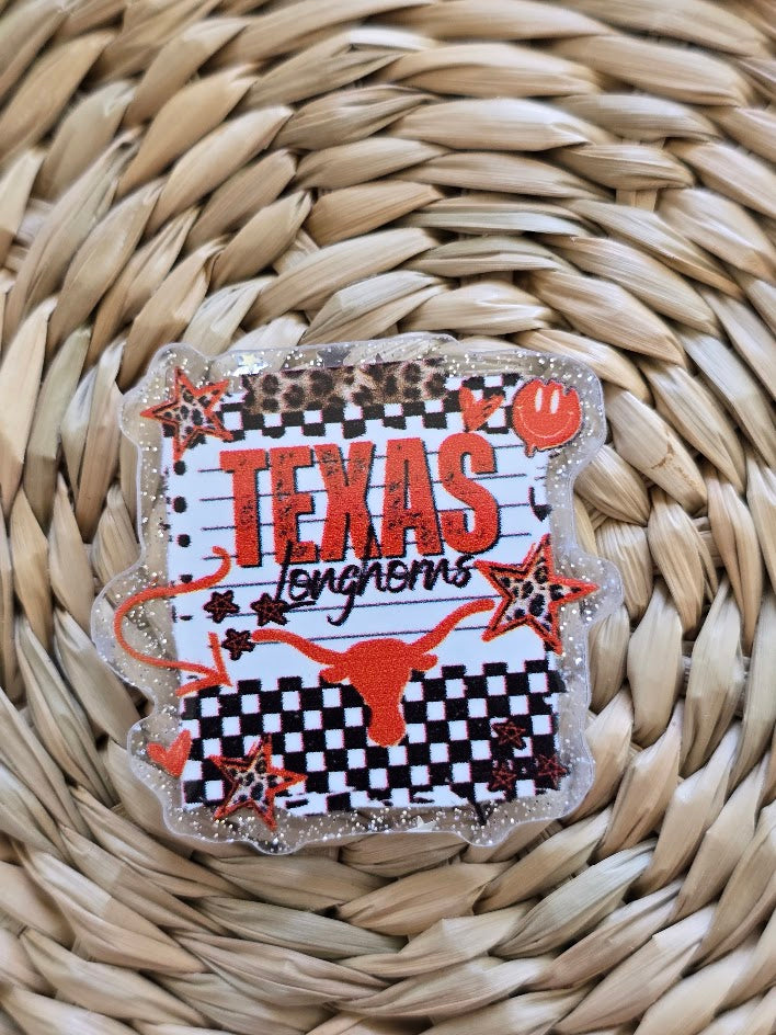 Acrylic Glitter Flatbacks - Texas Longhorns