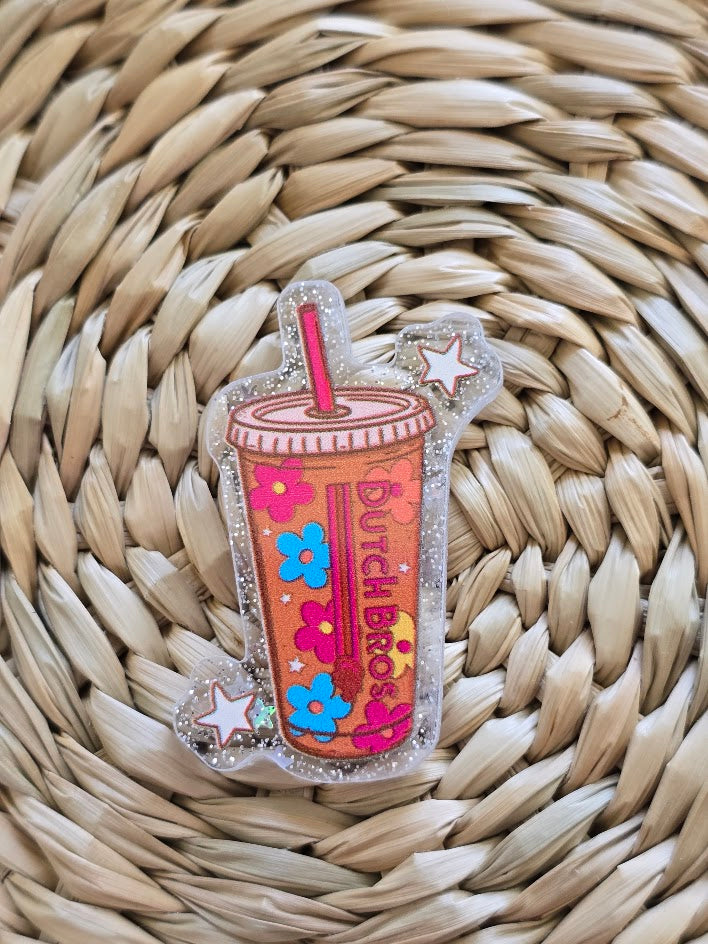 Acrylic Glitter Flatbacks - Dutch Bros