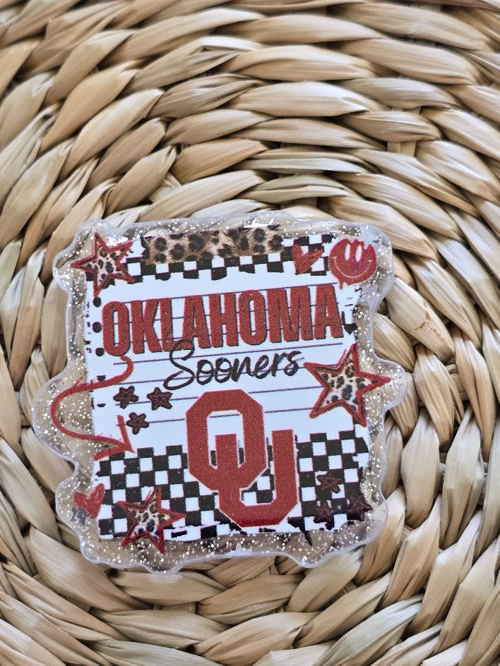 Acrylic Glitter Flatbacks - Oklahoma Sooners