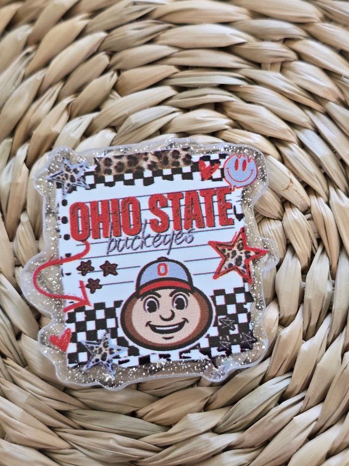 Acrylic Glitter Flatbacks - Ohio State Buckeyes
