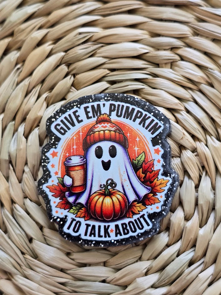 Acrylic Glitter Flatbacks - Give Em' Pumpkin To Talk About