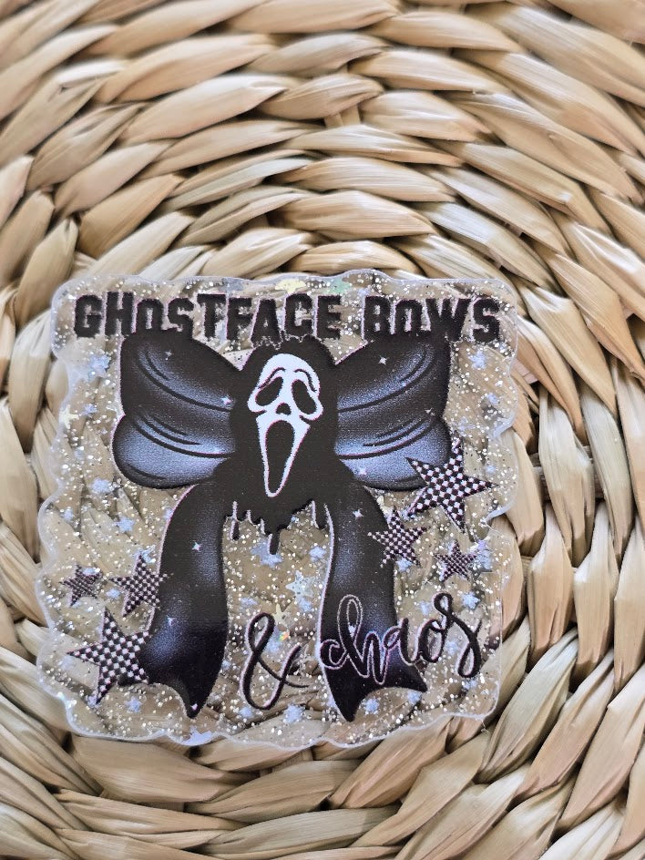 Acrylic Glitter Flatbacks - Ghostface Bows & Chaos
