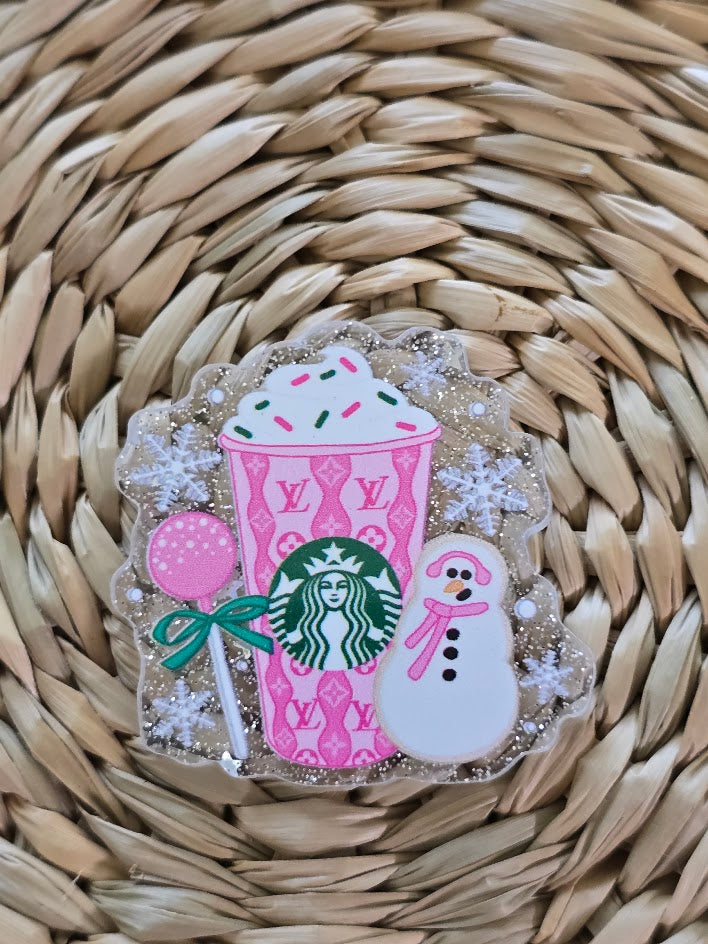 Acrylic Glitter Flatbacks - Starbucks Winter