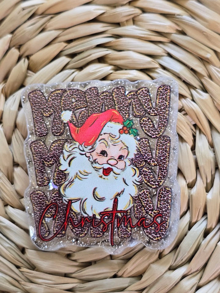 Acrylic Glitter Flatbacks - Merry Merry Merry Christmas