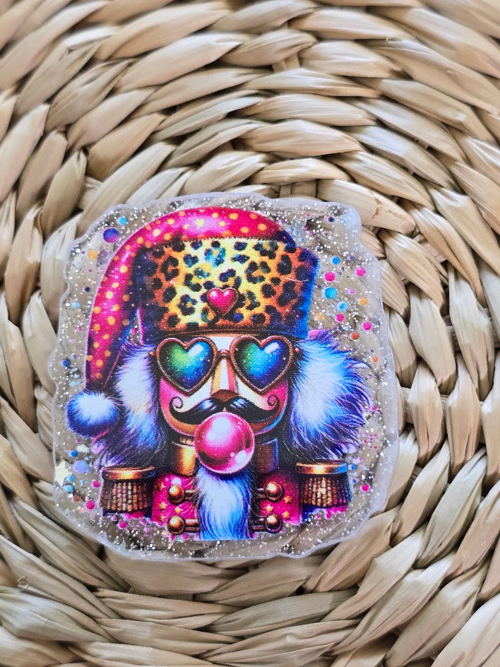 Acrylic Glitter Flatbacks - Colorful Nutcracker