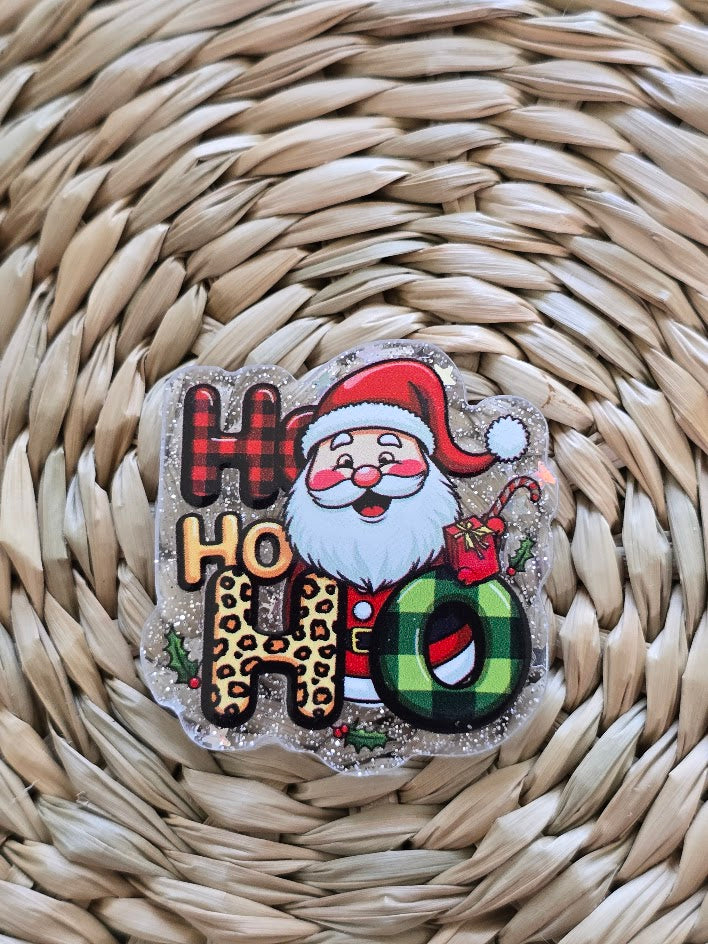 Acrylic Glitter Flatbacks - Ho Ho Ho