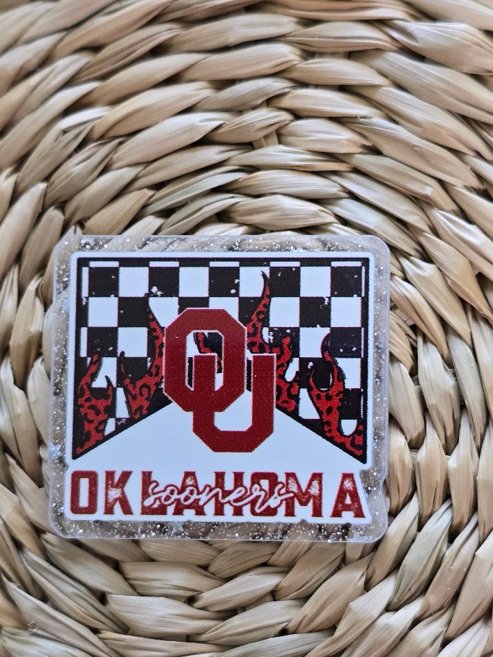 Acrylic Glitter Flatbacks - Oklahoma Sooners