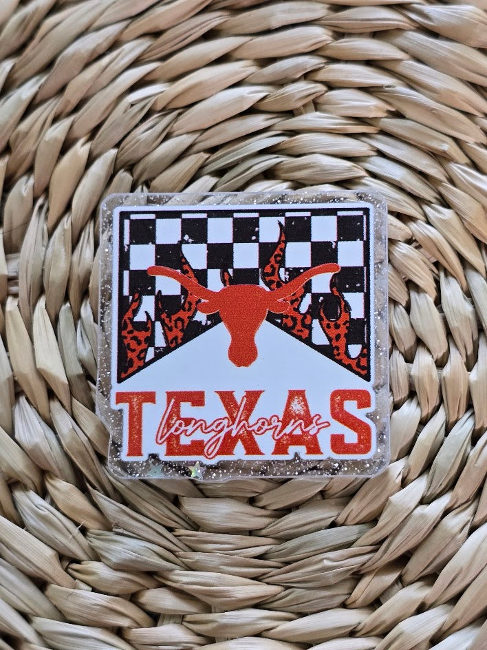 Acrylic Glitter Flatbacks - Texas Longhorns
