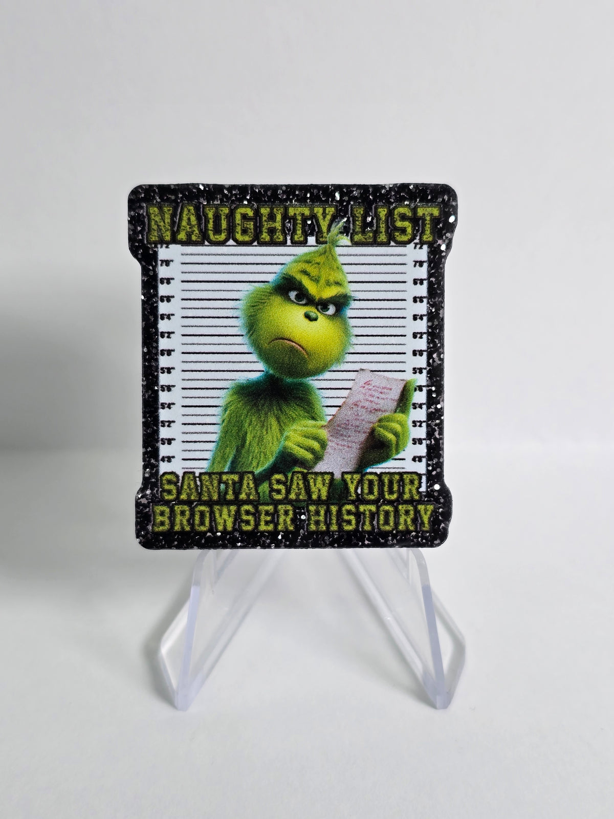 Acrylic Glitter Flatbacks - Santa Saw Your Browser History