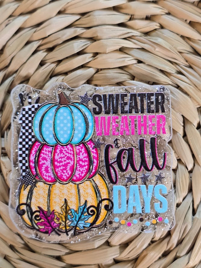 Acrylic Glitter Flatbacks - Sweater Weather Fall Days