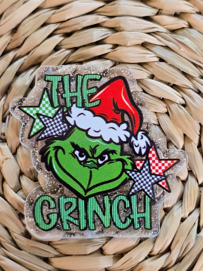 Acrylic Glitter Flatbacks - The Grinch
