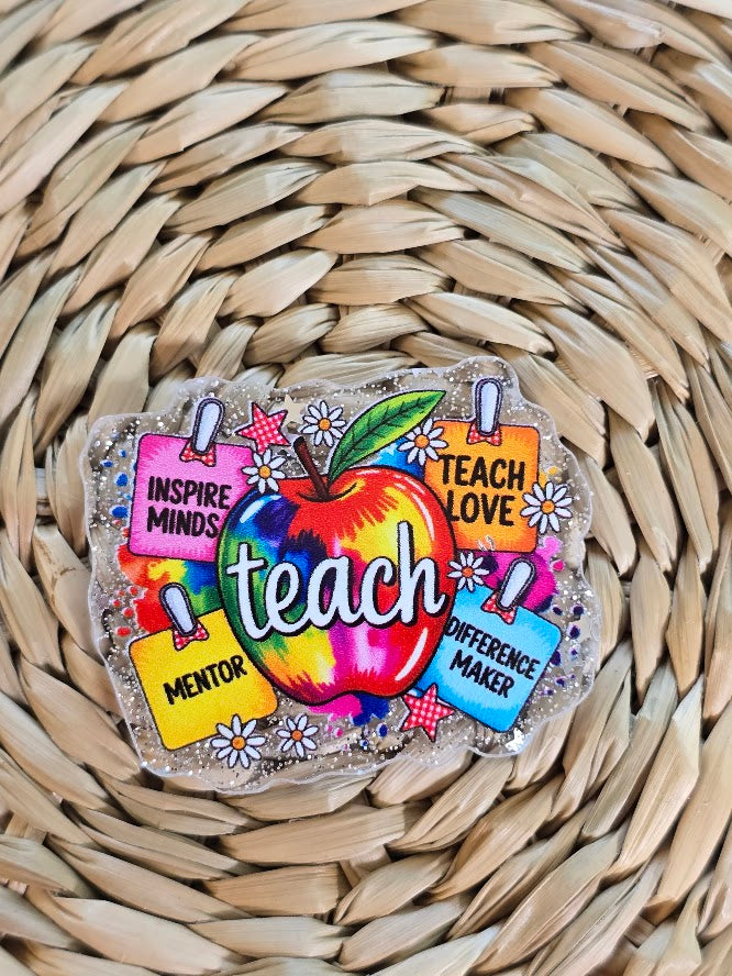 Acrylic Glitter Flatbacks - Teach