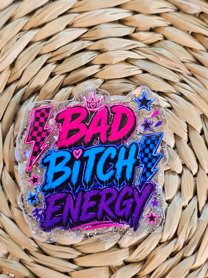 Acrylic Glitter Flatbacks - Bad Bitch Energy