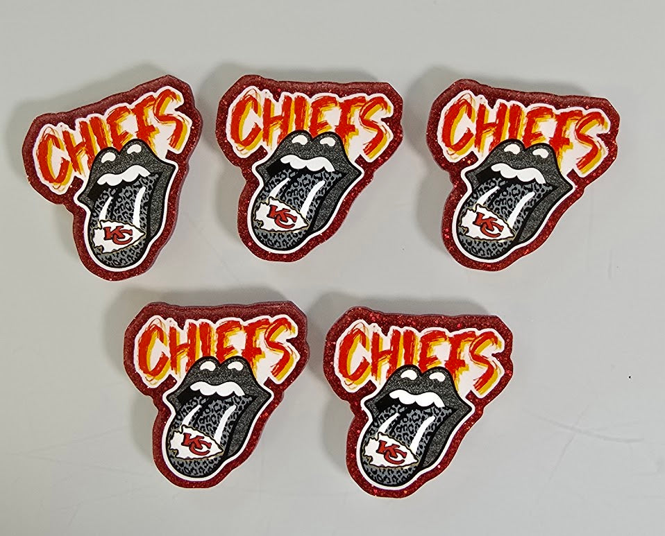 Acrylic Glitter Flatbacks - Chiefs