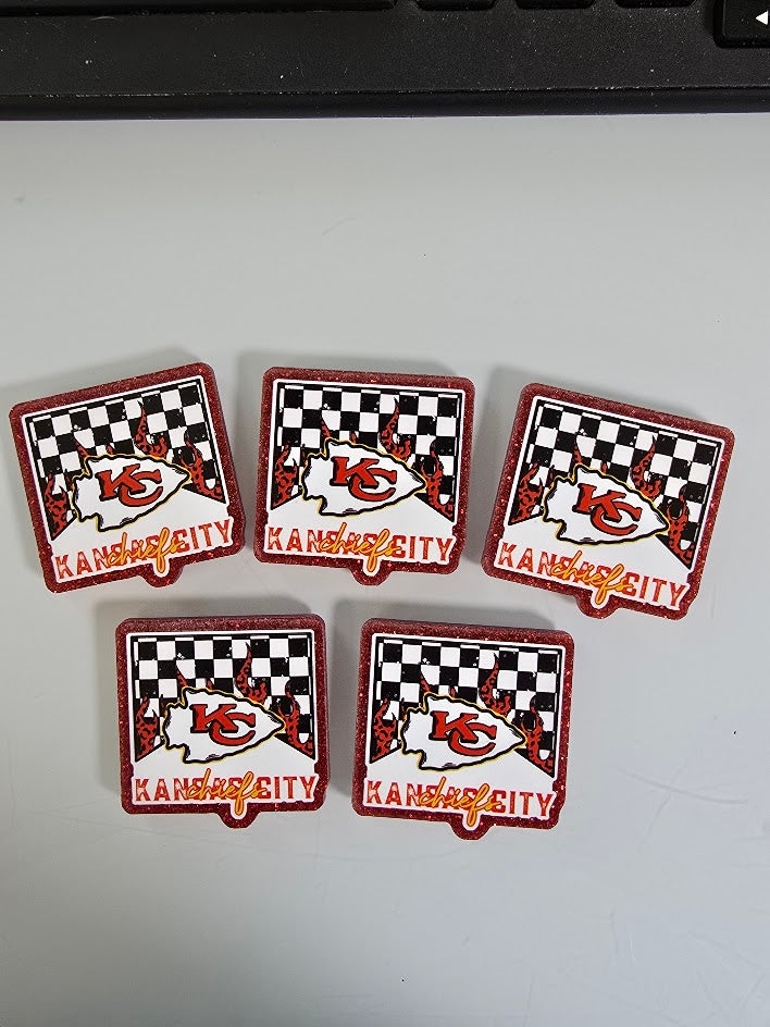 Acrylic Glitter Flatbacks - Chiefs