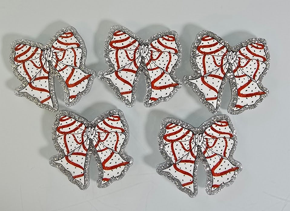 Acrylic Glitter Flatbacks - Christmas Bowtie