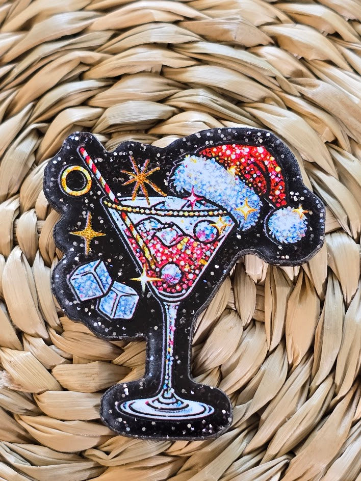 Acrylic Glitter Flatbacks - Christmas Drink