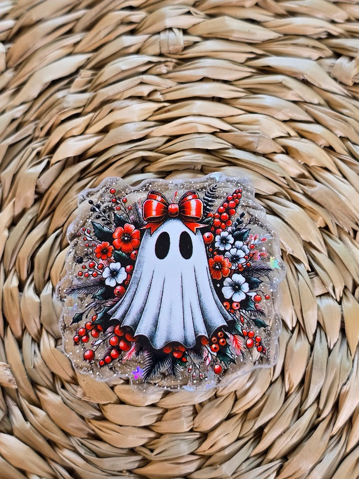 Acrylic Glitter Flatbacks - Christmas Ghost