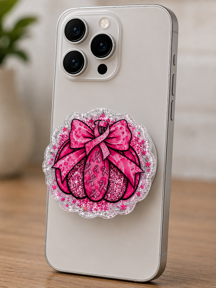 Magnetic Phone Grips – Breast Cancer Awareness Pumpkin