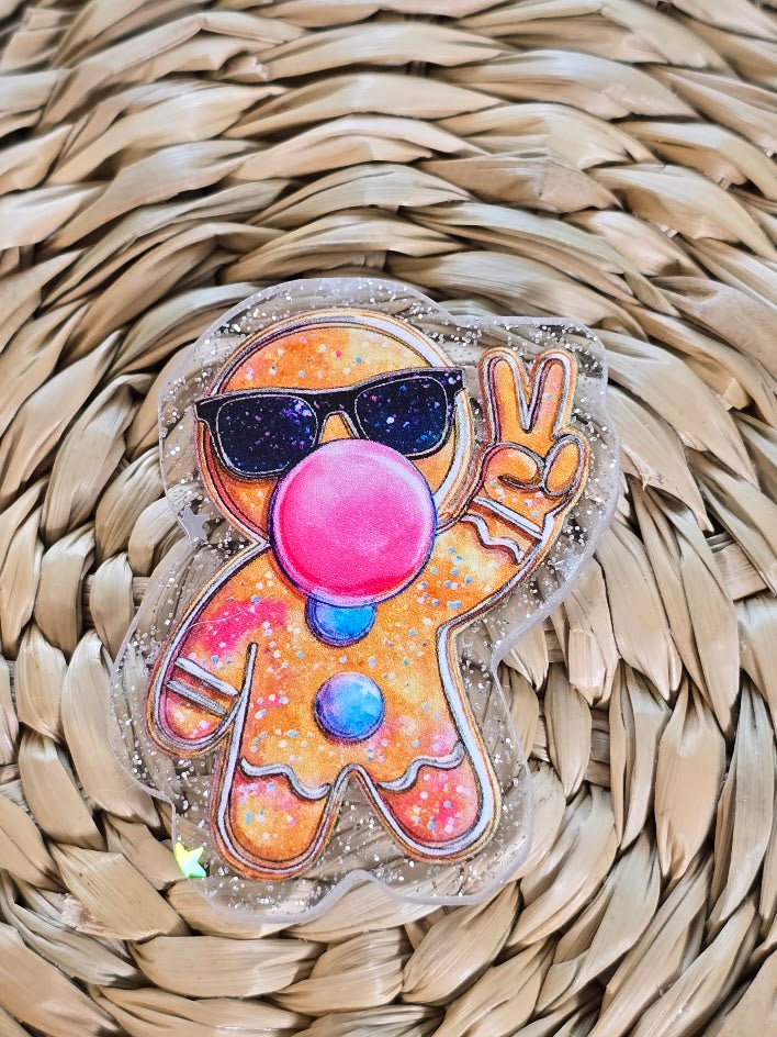 Acrylic Glitter Flatbacks - Gingerbread Man