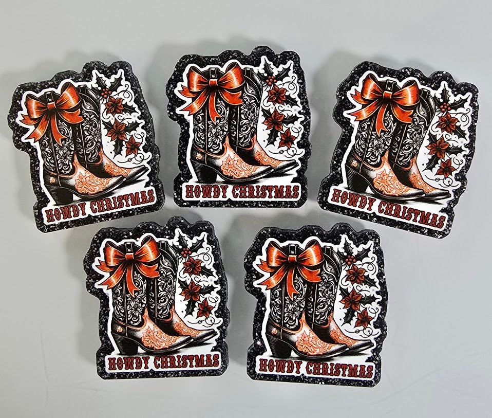 Acrylic Glitter Flatbacks - Howdy Christmas