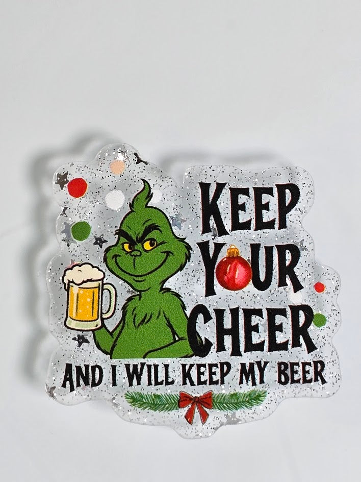 Acrylic Glitter Flatbacks - Keep Your Cheer